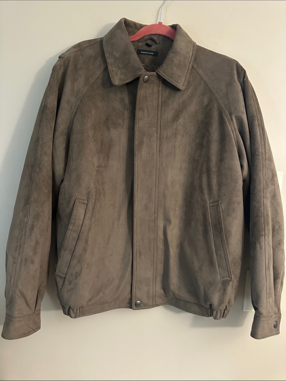 Claiborne Men's Suede Bomber Jacket in Taupe Brown